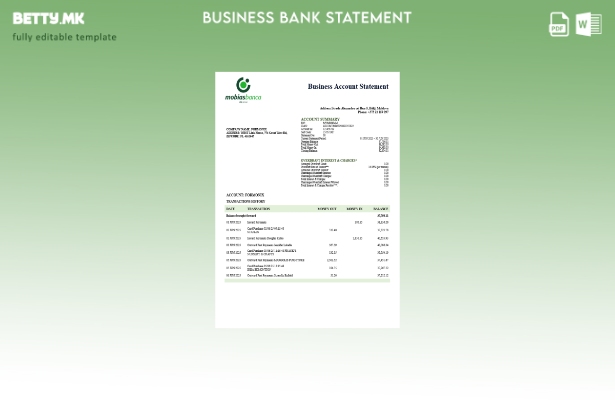модерен стил на организацијата MobiasBanca што проверува изјава за сметка Шаблон